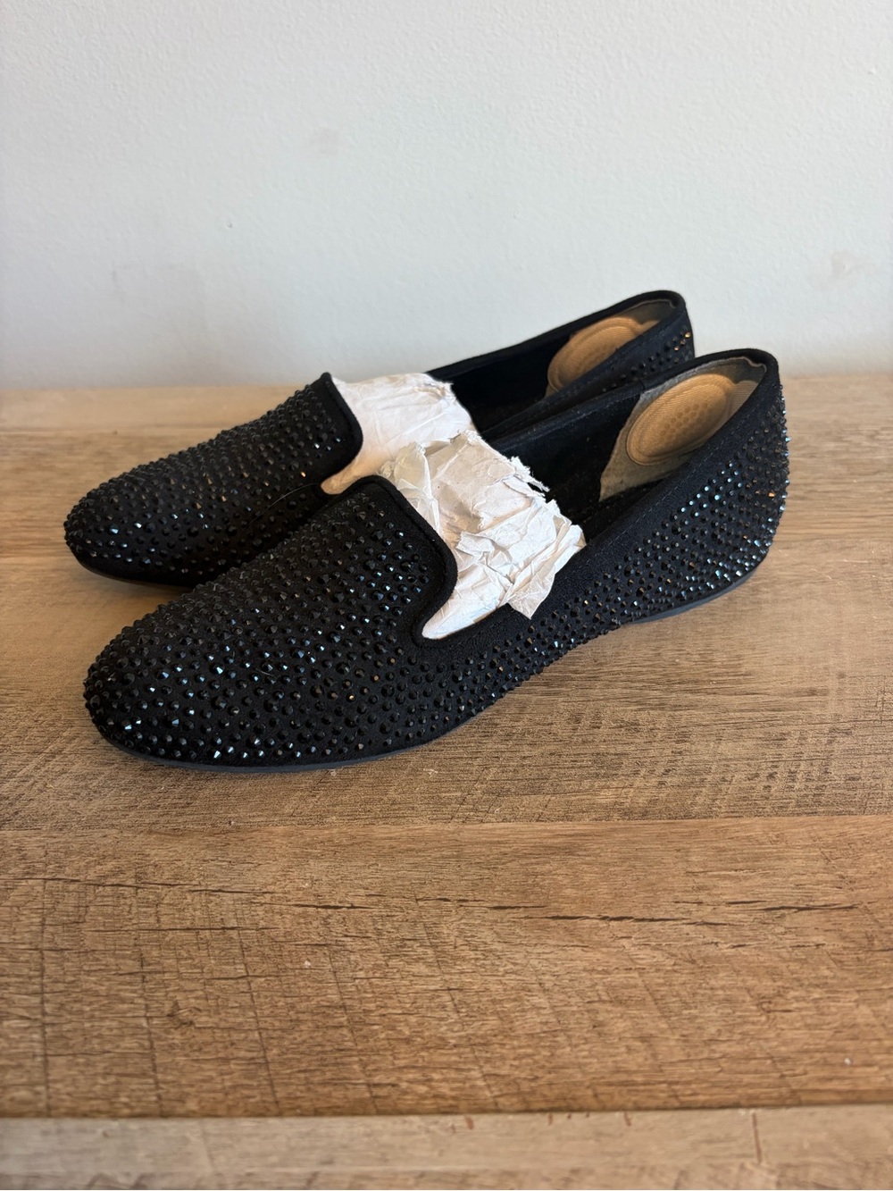 J. Renee Hanuko Women's Slip On Black Rhinestone Dressy Holiday Size 7